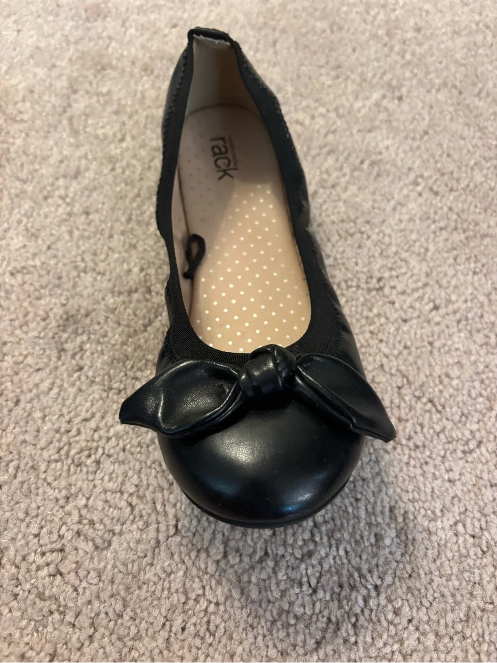 Nordstrom Rack Girls Black Emma Dress Shoes Ball Ballet Flat with Bow